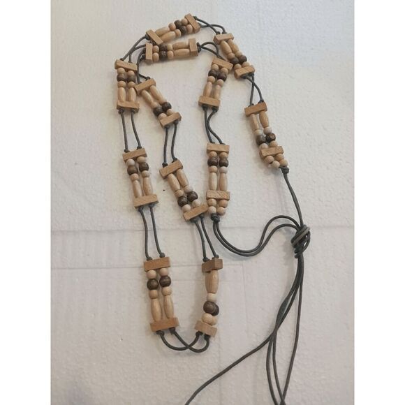 Bohemian Cottage Vibes Wooden Beaded Tie Belt - 57" - Picture 4 of 4